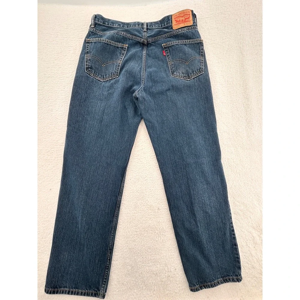 Levis 550 Relaxed Fit Jeans Mens 36x32 Blue Denim Tapered Leg Unique Red Tab